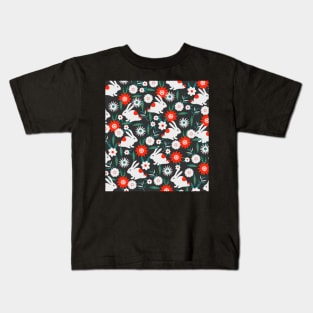 Floral rabbit cornucopia Kids T-Shirt